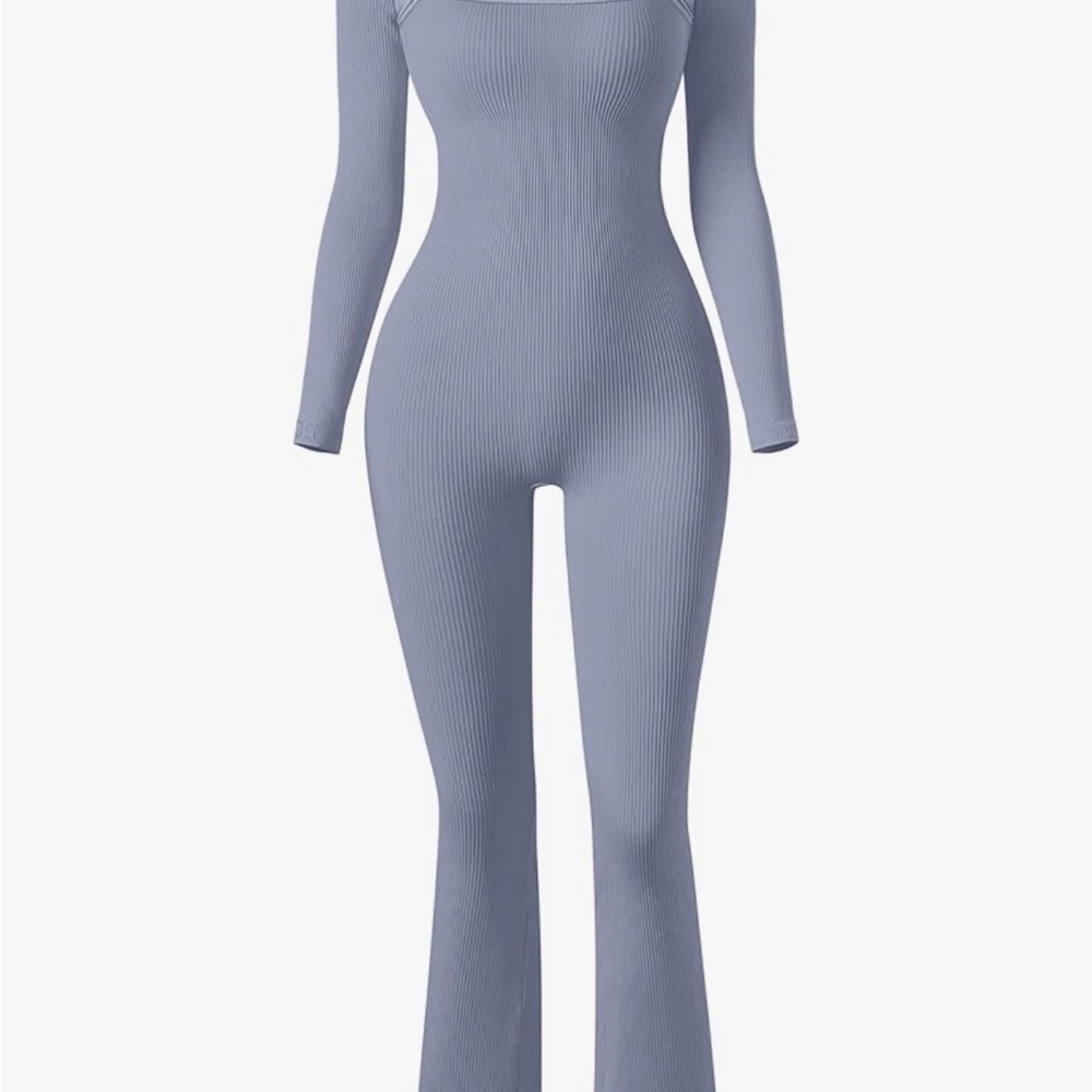 Chic Ribbed Wide Leg Jumpsuit in Blue